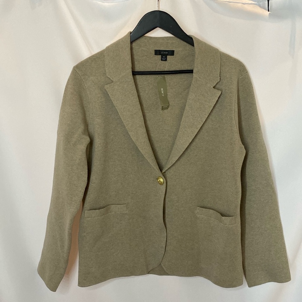 J. Crew Camille shrunken sweater blazer beige knit NWT